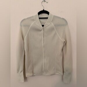 Lululemon Lightweight Ribbed Knit Zip Jacket Sz S Bone Ivory Athleisure Preppy